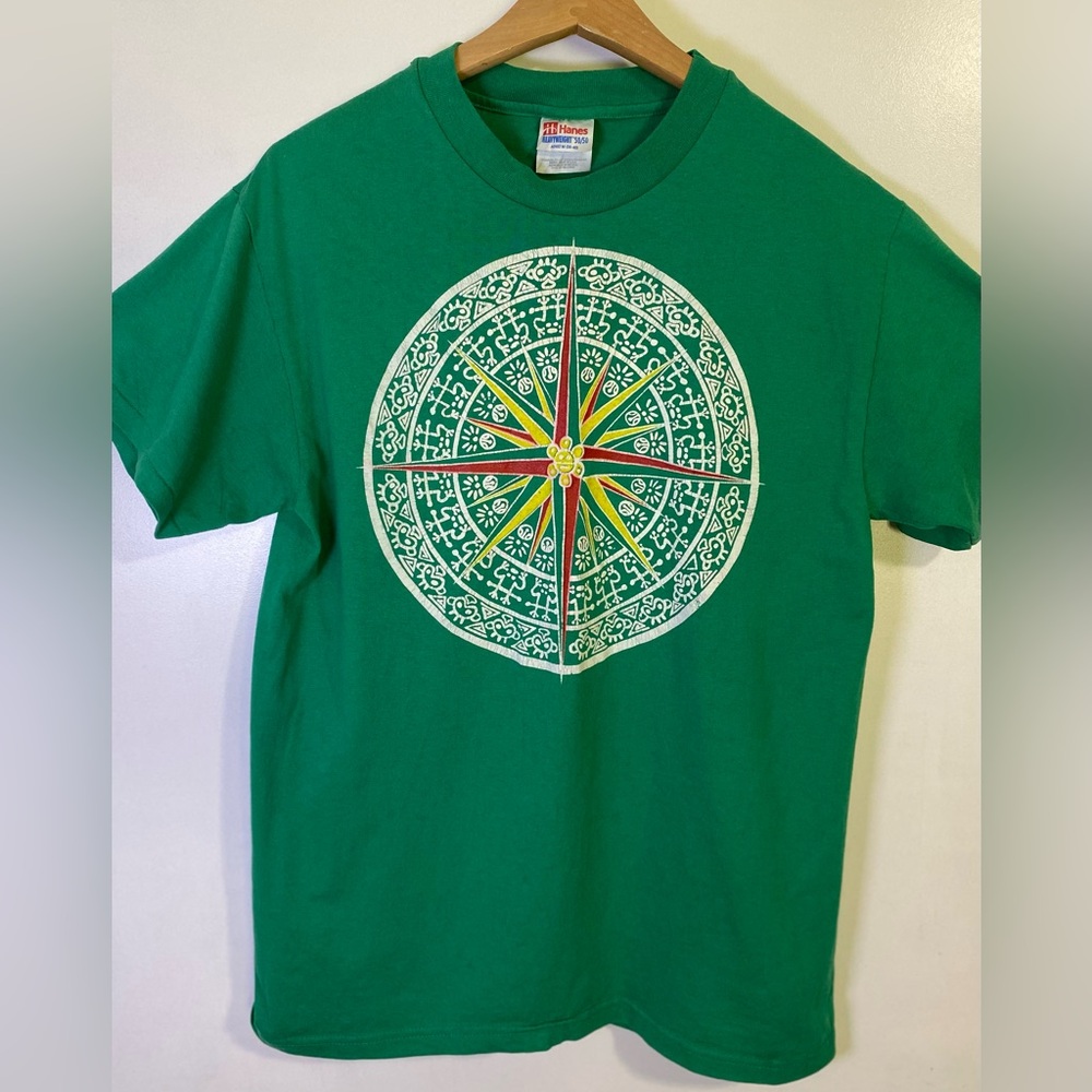 Vintage Hanes Heavyweight Men Sz Medium T-Shirt Green 50/50 Single Stitch